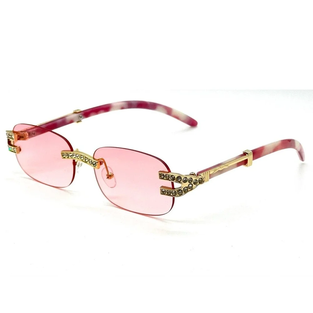 Women Sunglasses Pink Lens Gold Accent‎ Fashion Trendy Women Luxury Style Gafas